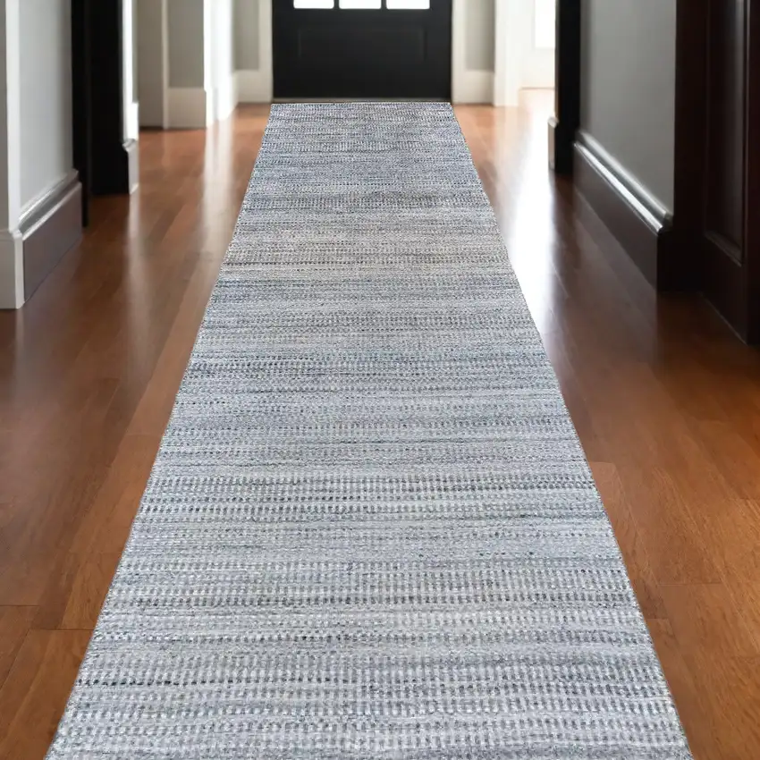 10' Gray and Purple Ombre Hand Woven Runner Rug Photo 1