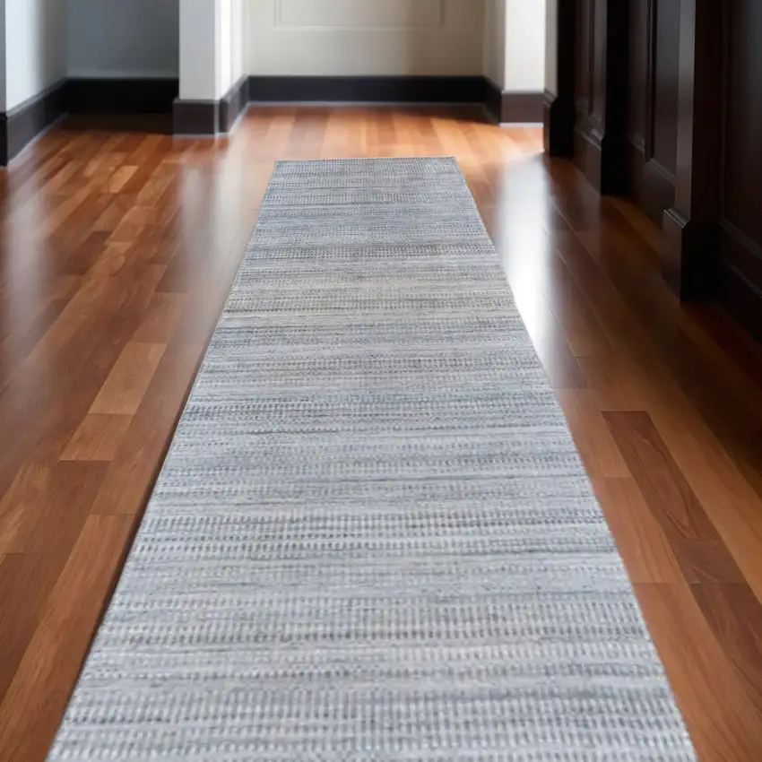 10' Gray and Purple Ombre Hand Woven Runner Rug Photo 1