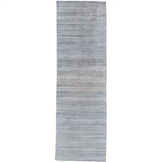 10' Gray and Purple Ombre Hand Woven Runner Rug Photo 2