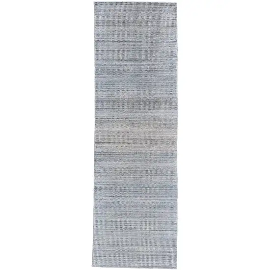 8' Gray and Purple Ombre Hand Woven Runner Rug Photo 2