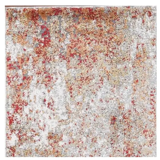 8' Ivory Red And Gray Abstract Runner Rug Photo 9