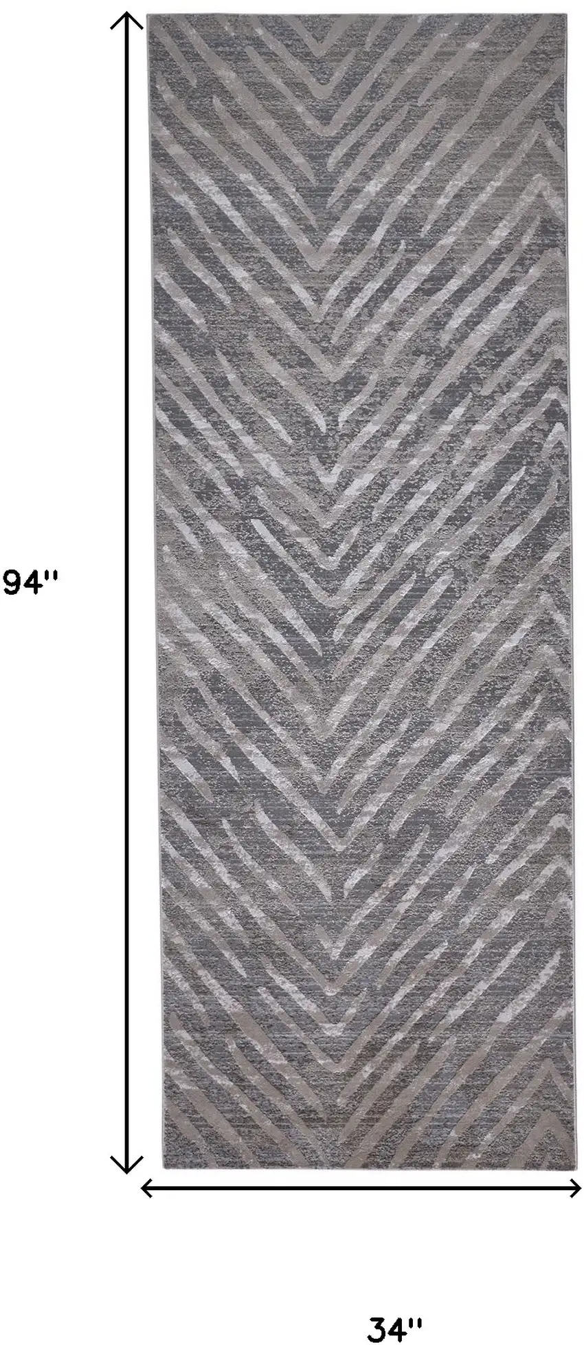 8' Gray and Silver Abstract Distressed Runner Rug Photo 3