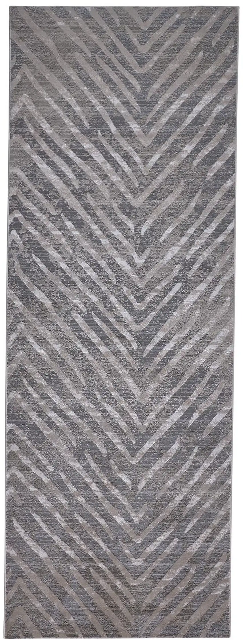 8' Gray and Silver Abstract Distressed Runner Rug Photo 4