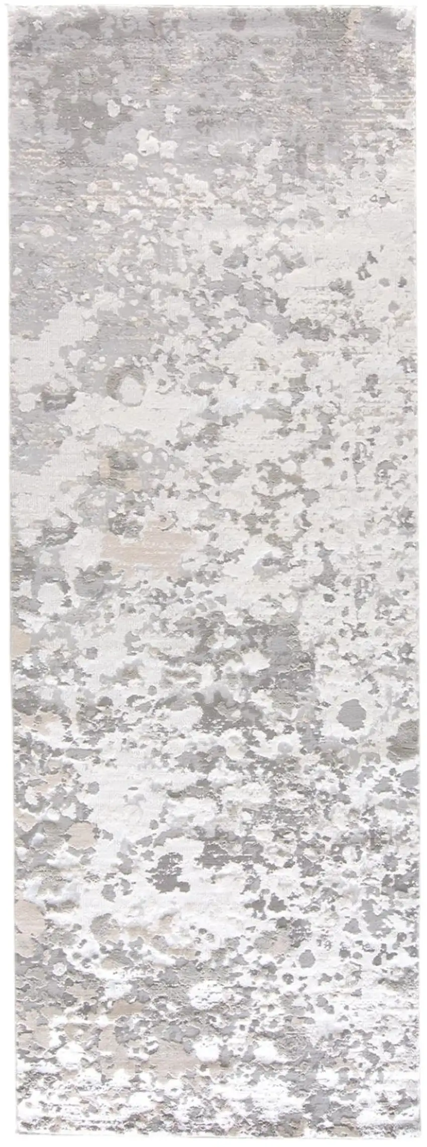 8' Gray and Silver Abstract Power Loom Runner Rug Photo 2