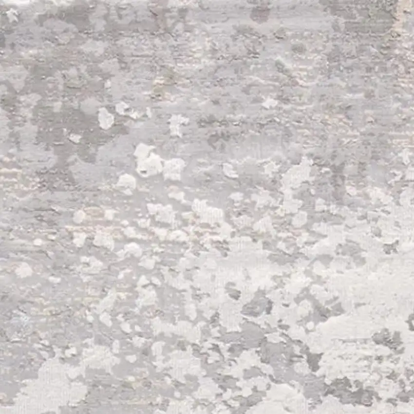 8' Gray and Silver Abstract Power Loom Runner Rug Photo 4