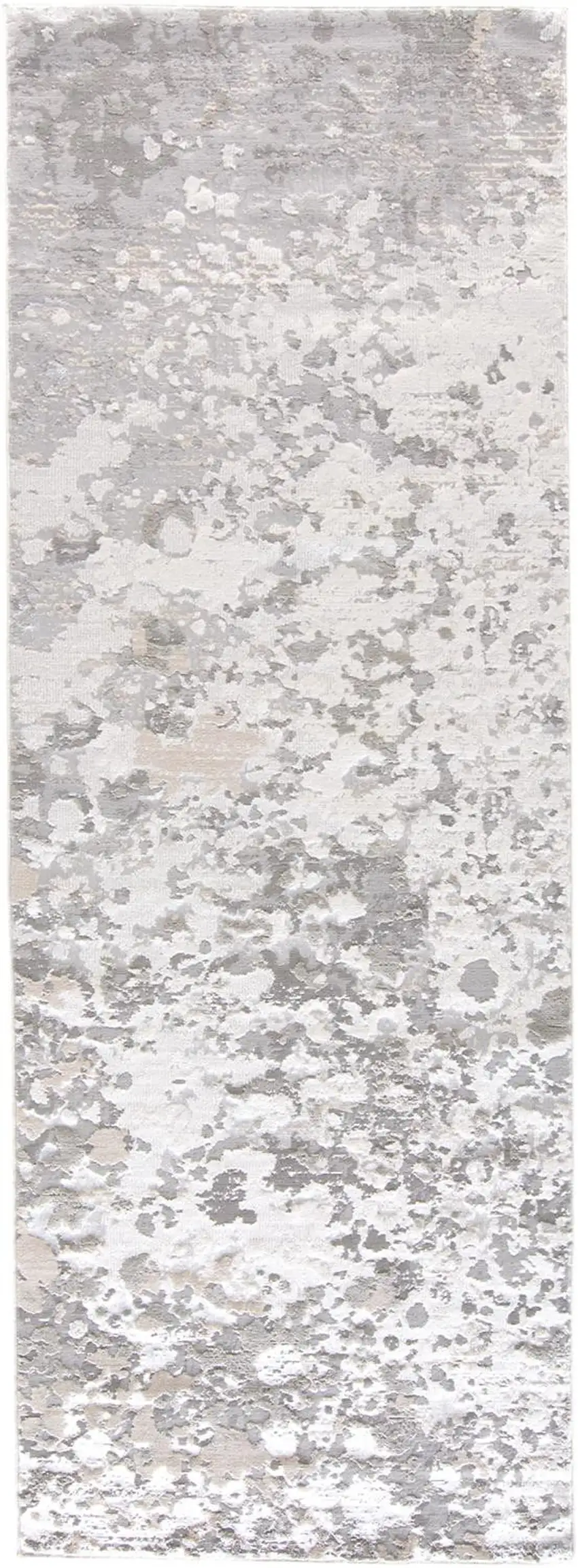 8' Gray and Silver Abstract Power Loom Runner Rug Photo 2