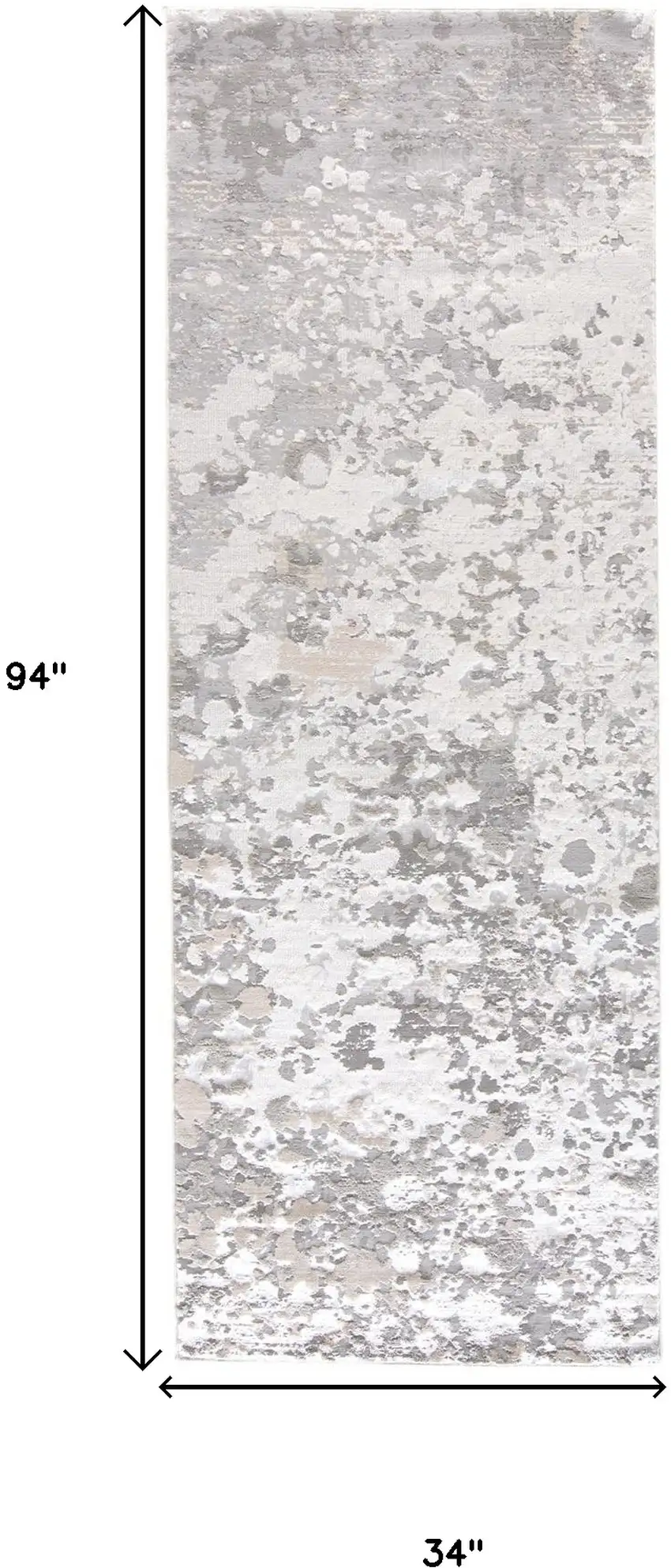 8' Gray and Silver Abstract Power Loom Runner Rug Photo 3