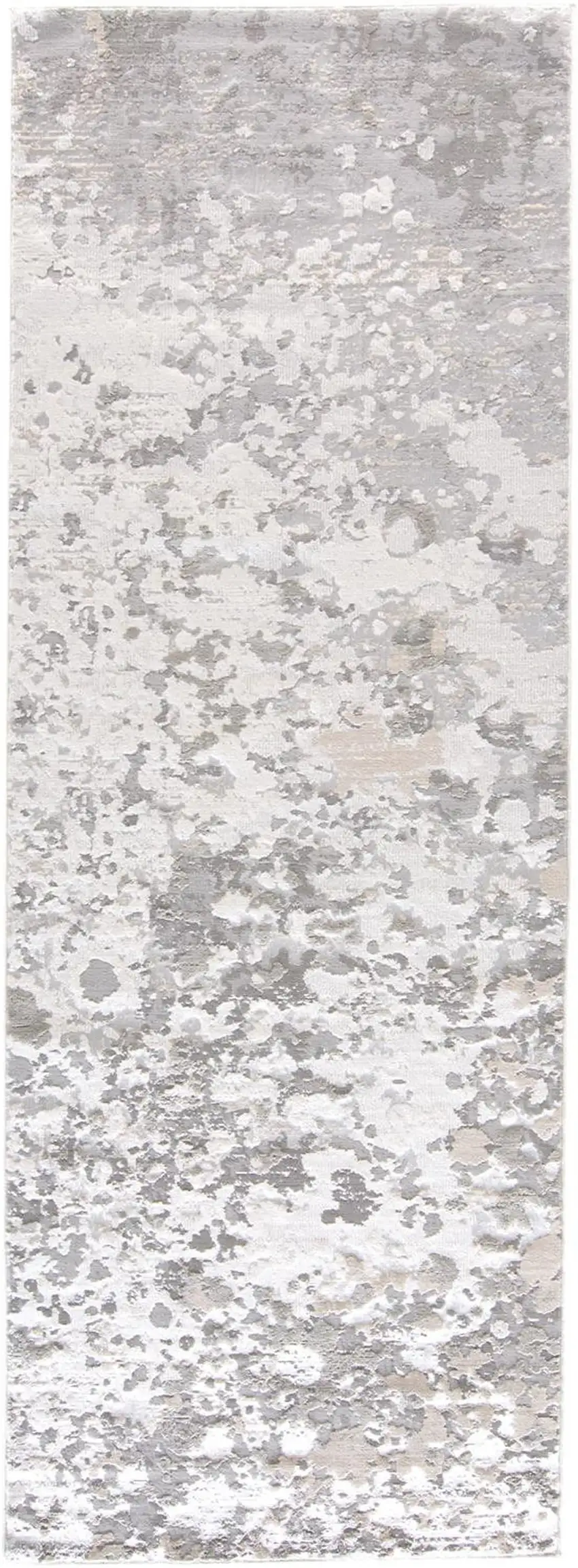 8' Gray and Silver Abstract Power Loom Runner Rug Photo 4