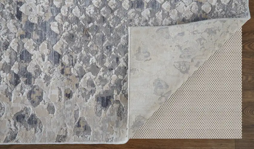 10' Gray and Silver Floral Power Loom Runner Rug Photo 4
