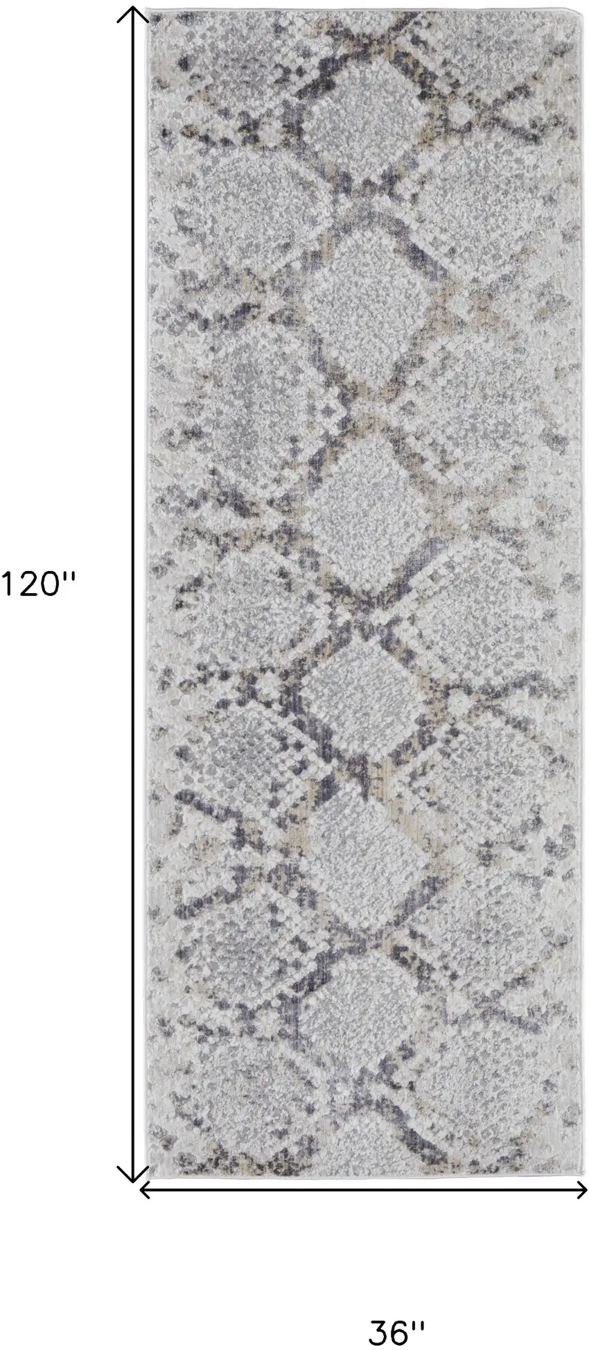 10' Gray and Silver Floral Power Loom Runner Rug Photo 3