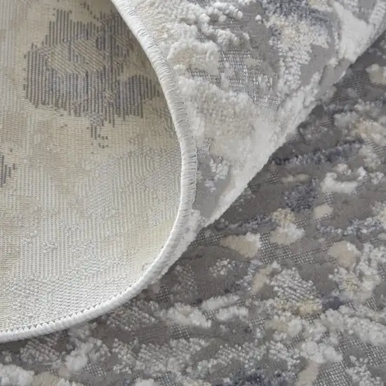 10' Gray Silver And Blue Geometric Runner Rug Photo 8