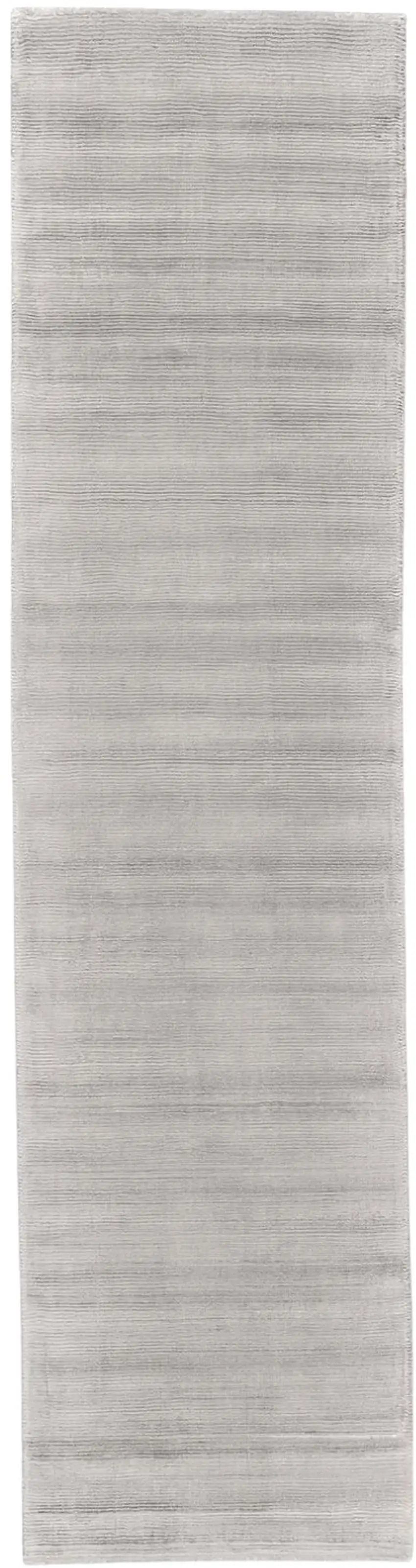10' Gray and Silver Hand Woven Runner Rug Photo 2