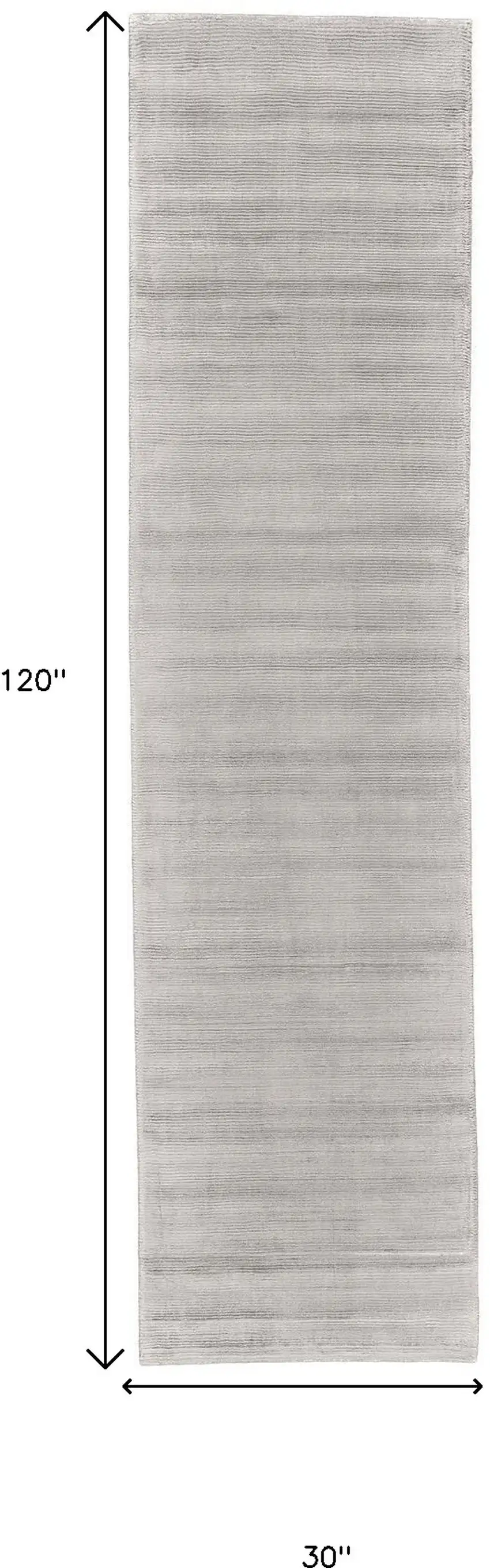 10' Gray and Silver Hand Woven Runner Rug Photo 3