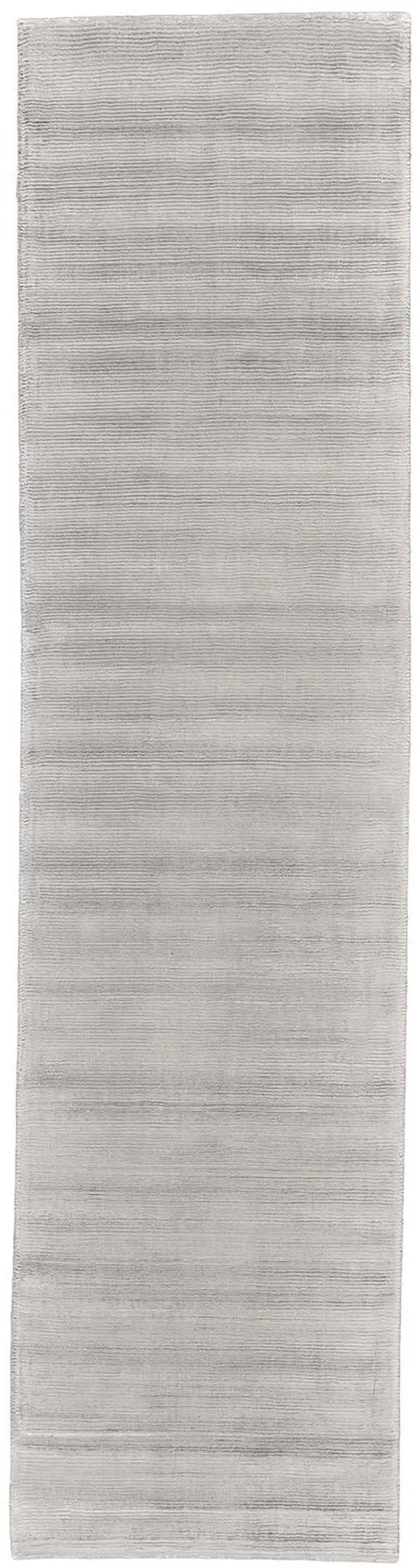 10' Gray and Silver Hand Woven Runner Rug Photo 5