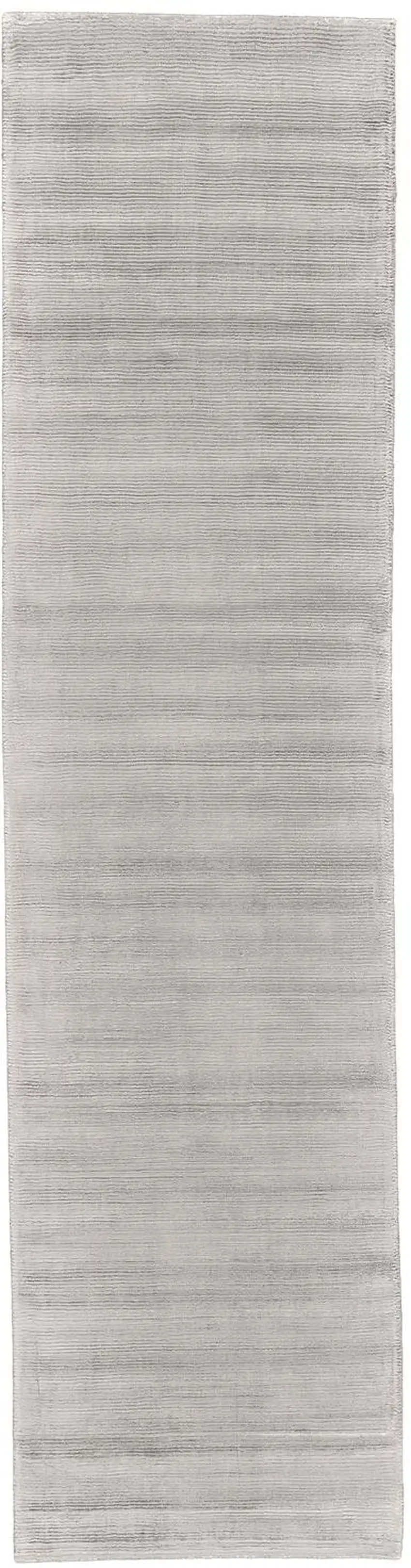 10' Gray and Silver Hand Woven Runner Rug Photo 2