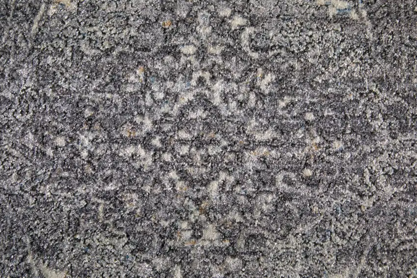 8' Gray and Silver Oriental Power Loom Worn Faded Runner Rug Photo 8