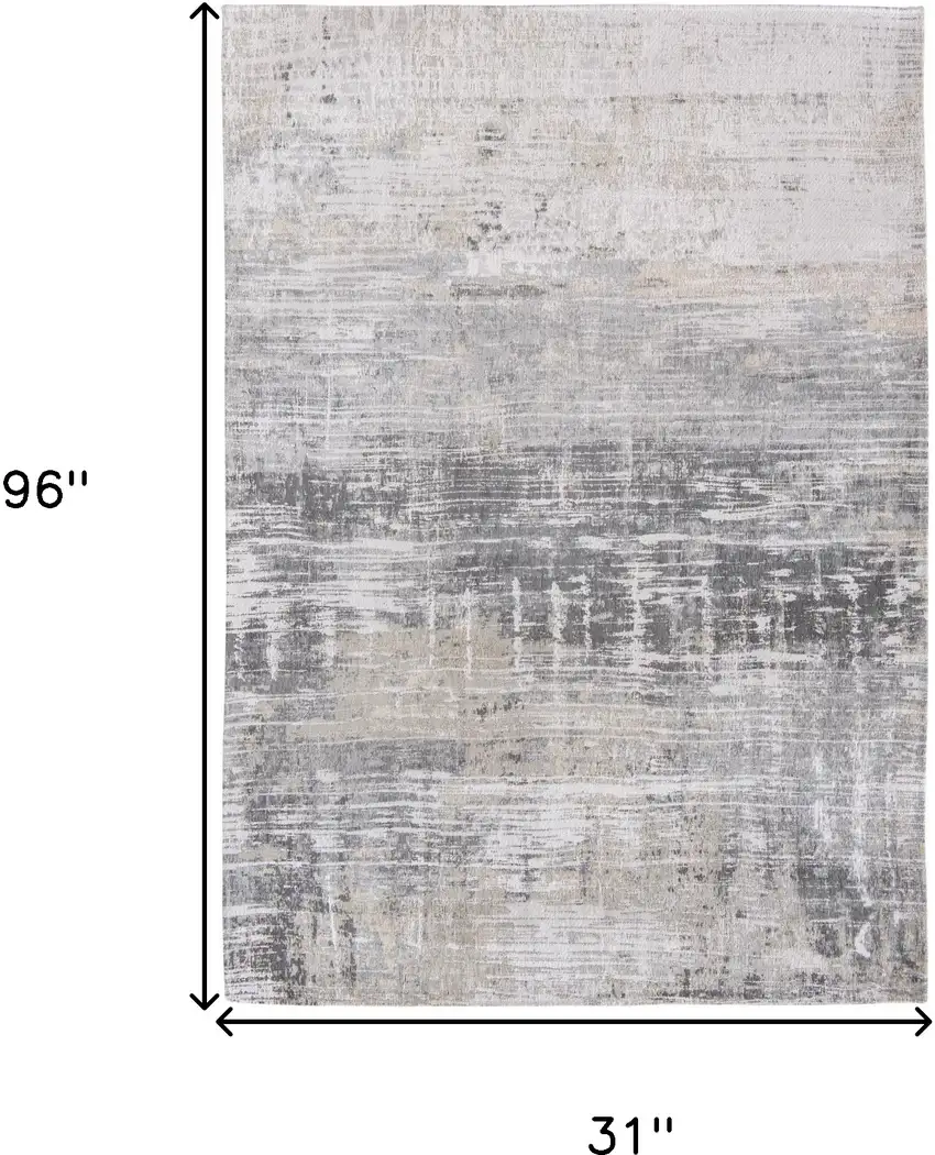 10' Gray and White Abstract Non Skid Area Rug Photo 3