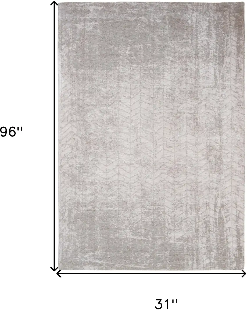 10' Gray and White Chevron Non Skid Area Rug Photo 3