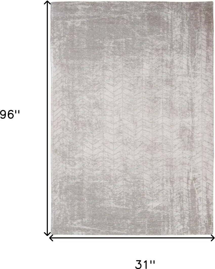 10' Gray and White Chevron Non Skid Area Rug Photo 3