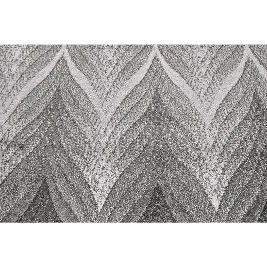 8' Gray and White Geometric Runner Rug Photo 5
