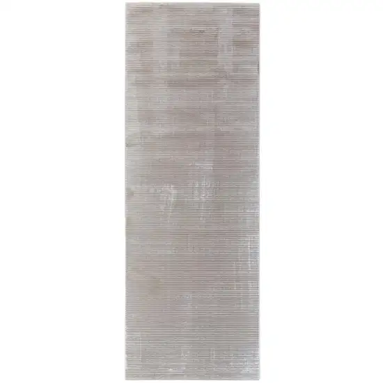 8' Gray and White Power Loom Runner Rug Photo 1