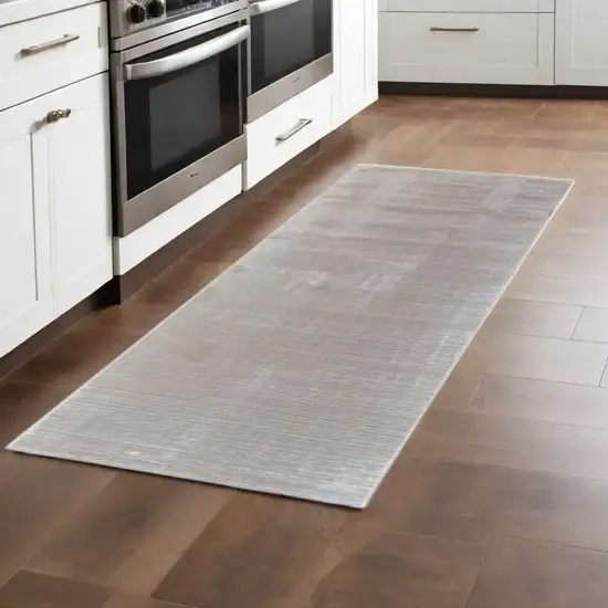 8' Gray and White Power Loom Runner Rug Photo 2