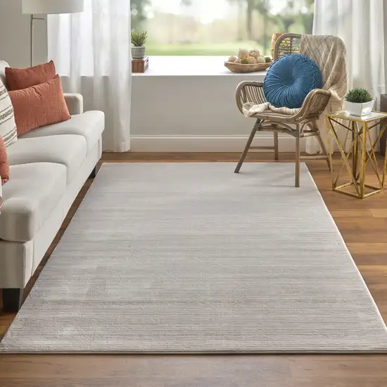 8' Gray and White Power Loom Runner Rug Photo 6