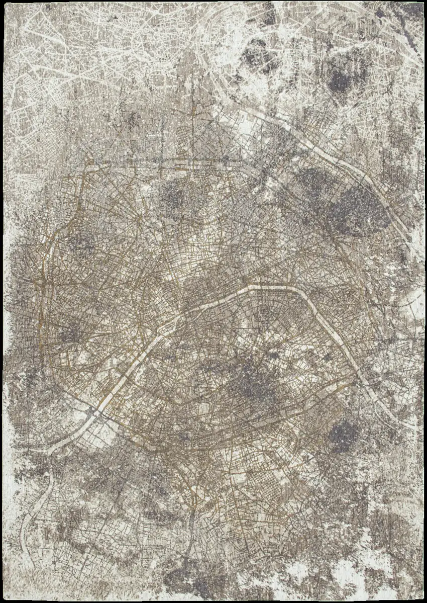 8' Gray and White Round Abstract Non Skid Area Rug Photo 5