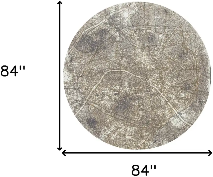 8' Gray and White Round Abstract Non Skid Area Rug Photo 3