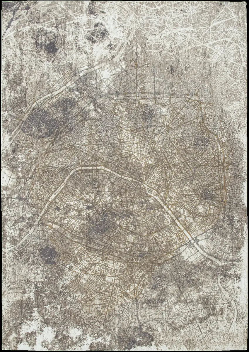 8' Gray and White Round Abstract Non Skid Area Rug Photo 4