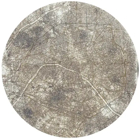 8' Gray and White Round Abstract Non Skid Area Rug Photo 2