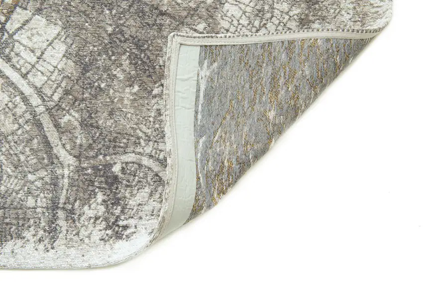 8' Gray and White Round Abstract Non Skid Area Rug Photo 6