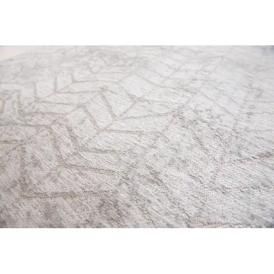 8' Gray and White Round Chevron Non Skid Area Rug Photo 9