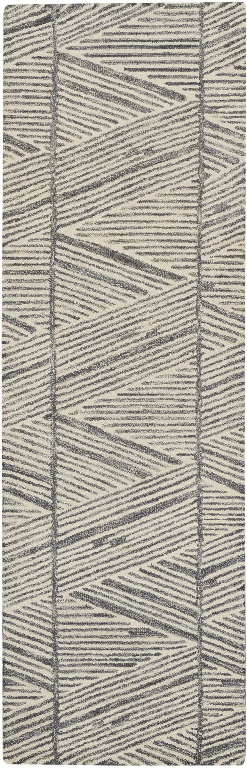 8' Gray and White Wool Abstract Runner Rug Photo 2