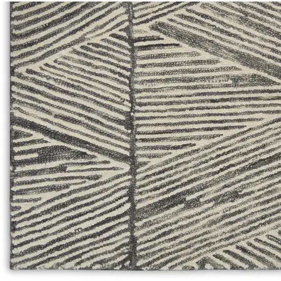 8' Gray and White Wool Abstract Runner Rug Photo 5