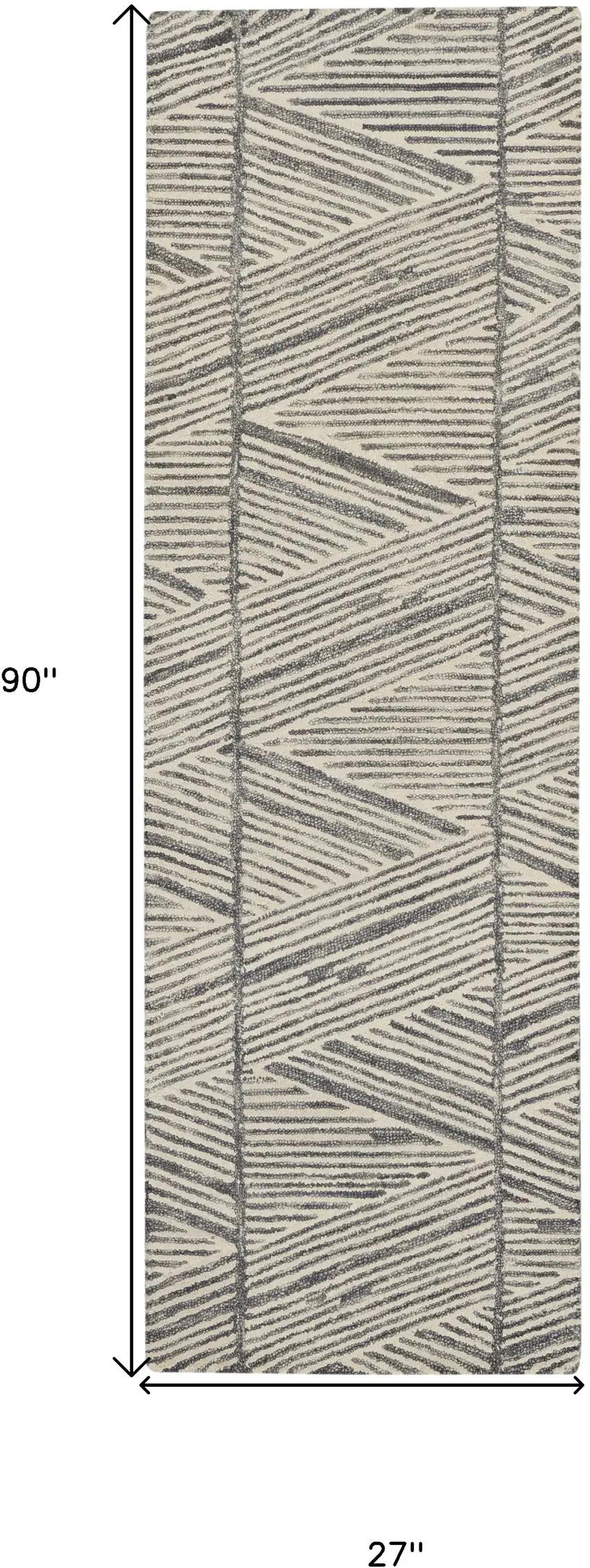 8' Gray and White Wool Abstract Runner Rug Photo 3