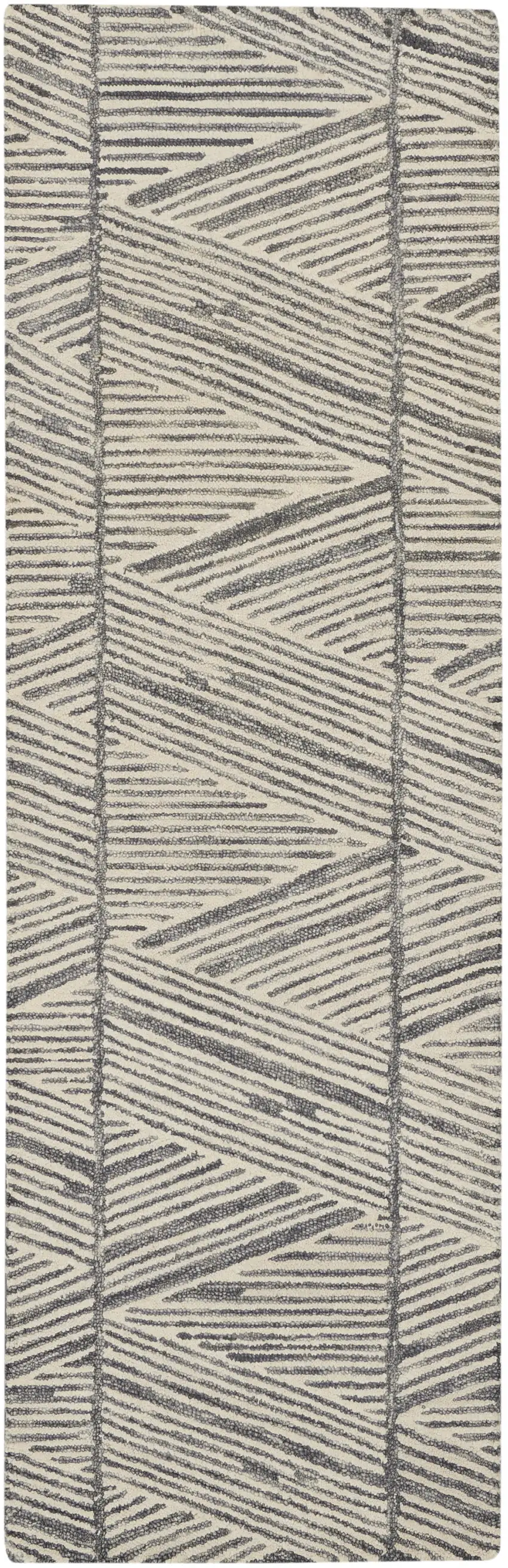 8' Gray and White Wool Abstract Runner Rug Photo 4