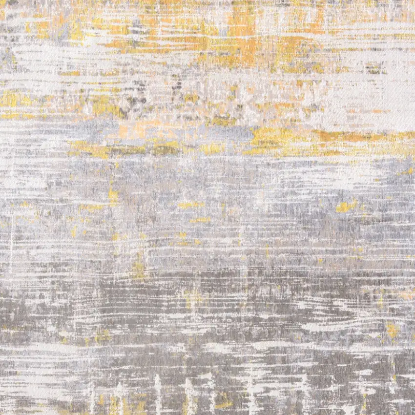 10' Gray and Yellow Abstract Non Skid Area Rug Photo 5