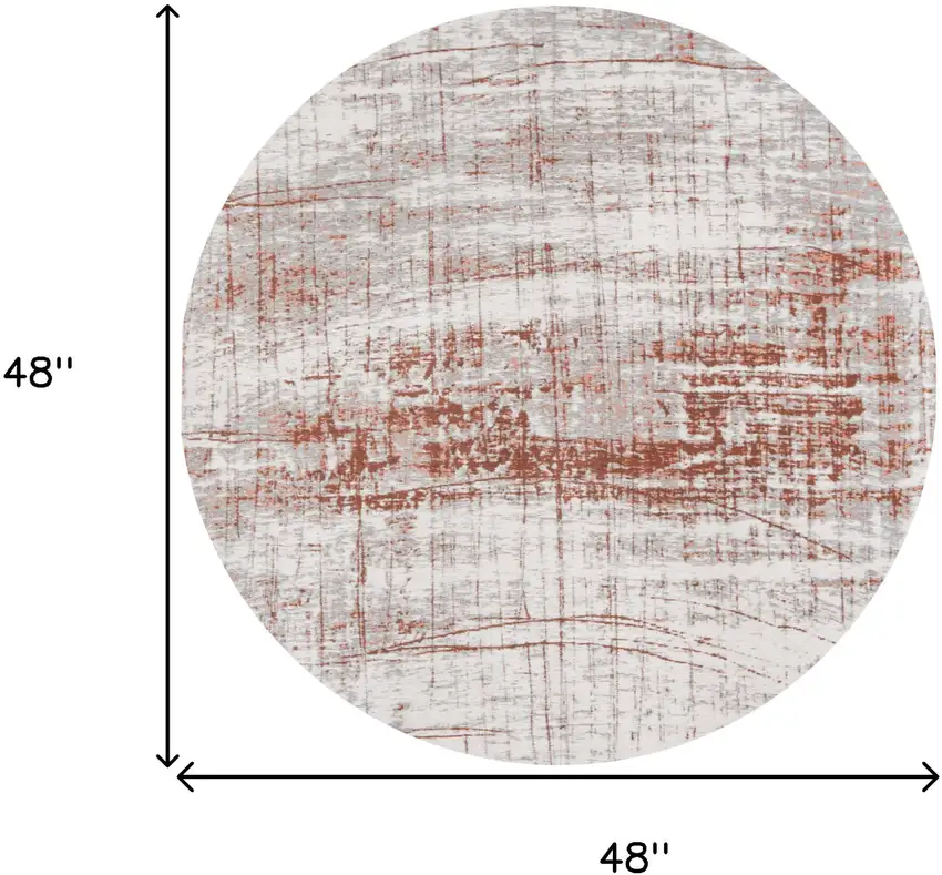 5' Gray and Yellow Round Abstract Non Skid Area Rug Photo 3