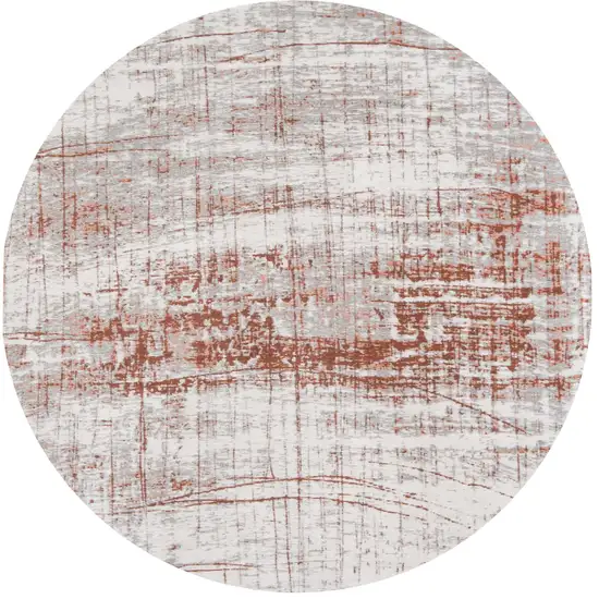 8' Gray and Yellow Round Abstract Non Skid Area Rug Photo 2