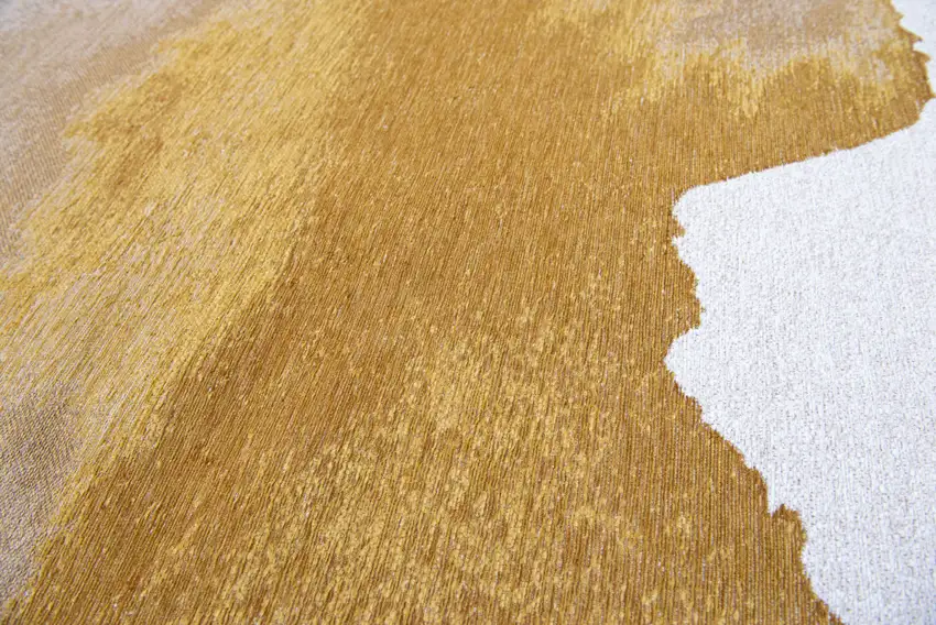 5' Gray and Yellow Round Abstract Non Skid Area Rug Photo 6