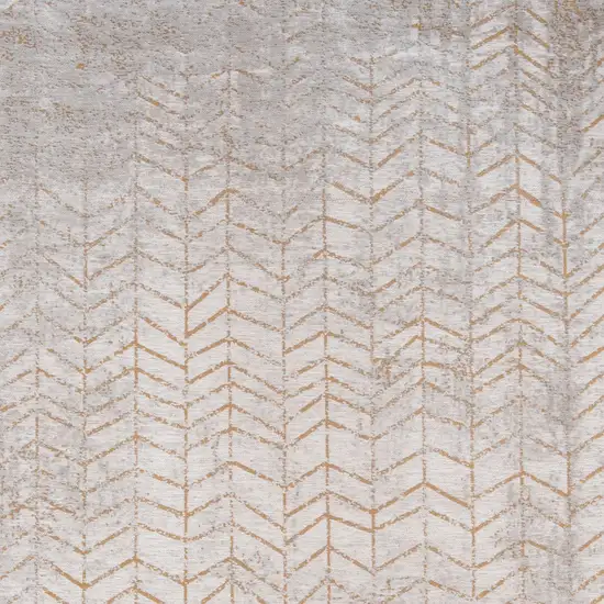 8' Gray and Yellow Round Chevron Non Skid Area Rug Photo 5