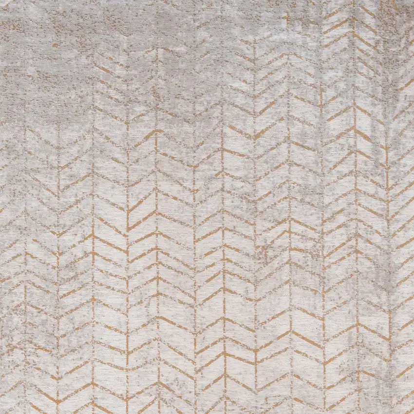 8' Gray and Yellow Round Chevron Non Skid Area Rug Photo 5
