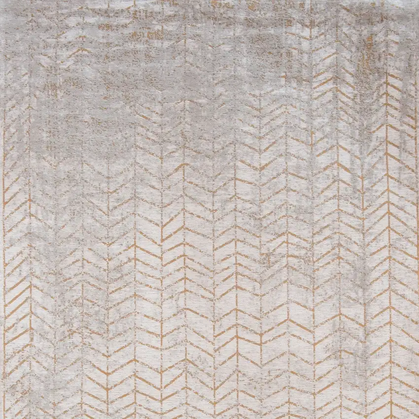 8' Gray and Yellow Round Chevron Non Skid Area Rug Photo 6