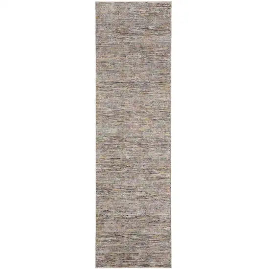 12' Gray and Yellow Wool Hand Loomed Runner Rug Photo 1