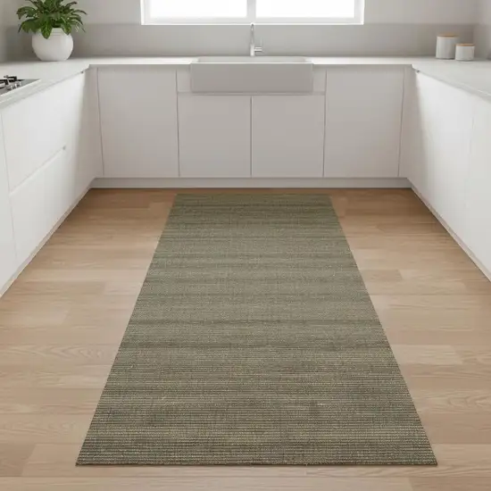 8' Green Abstract Runner Rug Photo 1