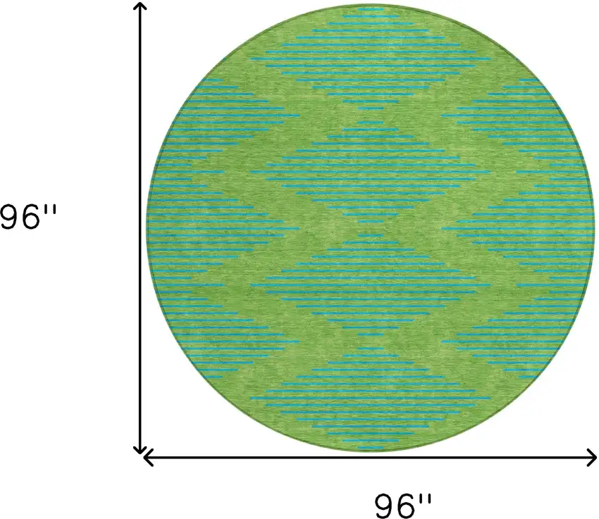 8' Green And Aqua Round Geometric Washable Indoor Outdoor Area Rug Photo 3