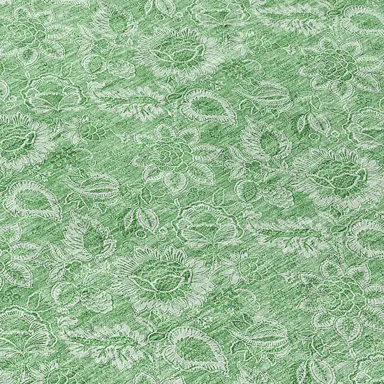 8' Green And Artichoke Green Round Floral Washable Indoor Outdoor Area Rug Photo 9