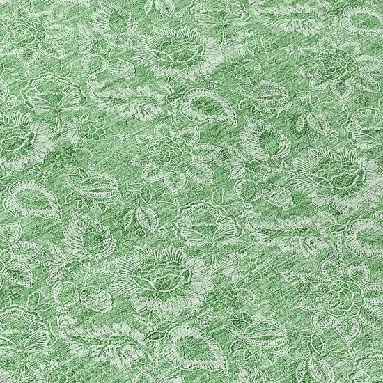 8' Green And Artichoke Green Round Floral Washable Indoor Outdoor Area Rug Photo 9
