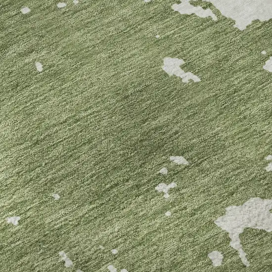 8' Green And Beige Abstract Washable Round Rug With UV Protection Photo 9